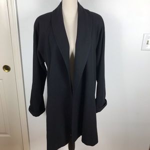 DUMAS BLACK OPEN COLLAR SWING DRESS COAT